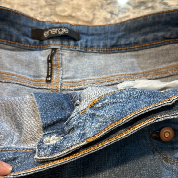 Energie | Faux Wrap Blue Jean Mini Skirt Size 13 - Picture 12 of 13